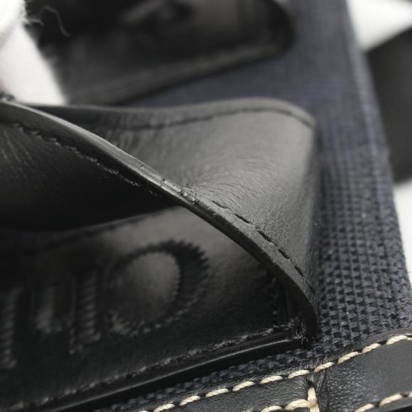 Chloé Chloe WOODY Handbag Canvas Leather Women's Navy Black - Picture 9 of 9